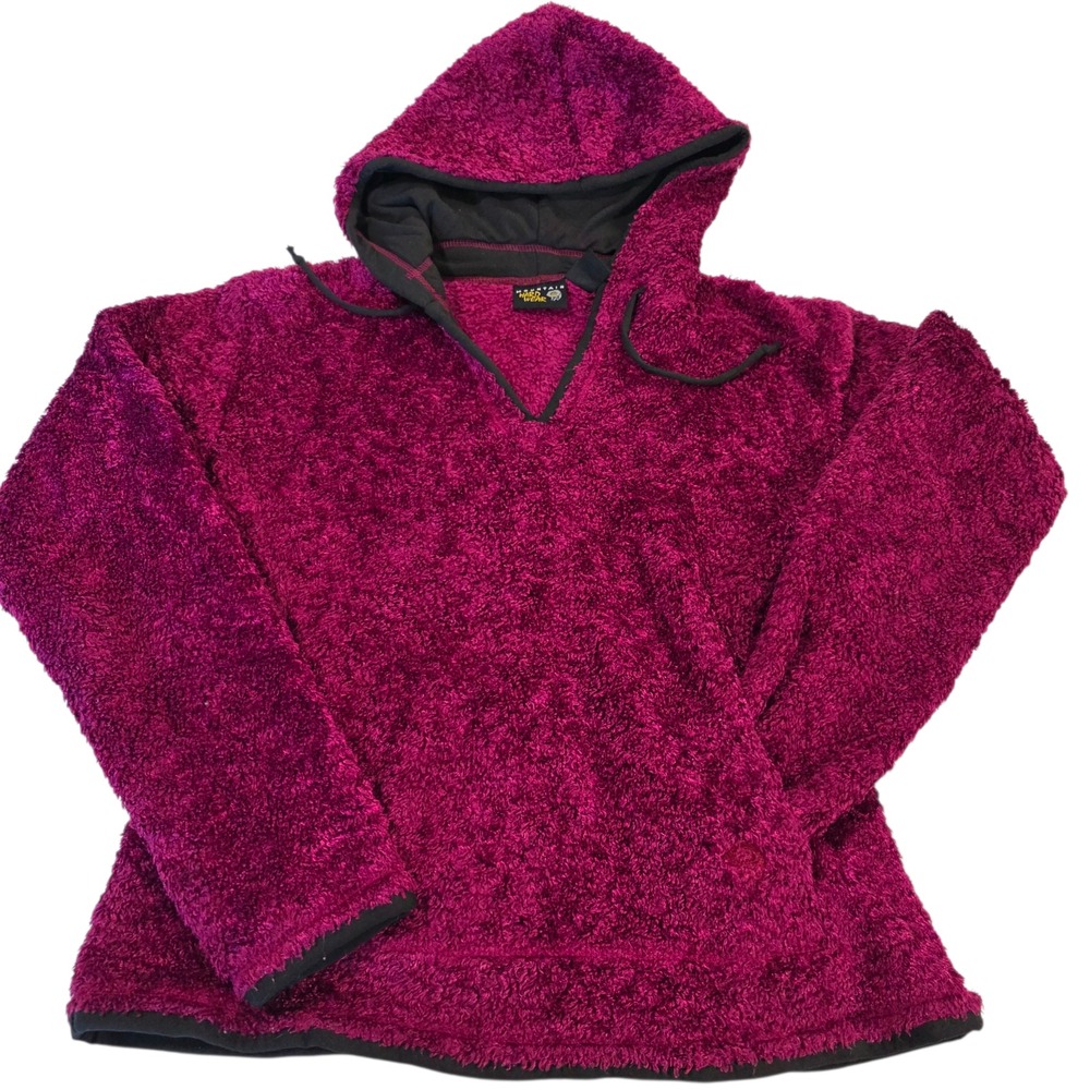 Mountain Hardwear Fleece Hoodie Jacket Womens Magenta Small Pullover V-Neck Cozy